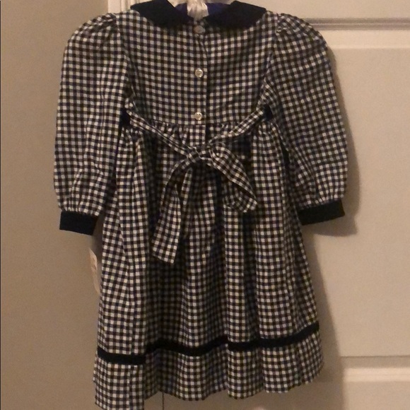 Girls Checkered Bow Dress - Picture 2 of 4